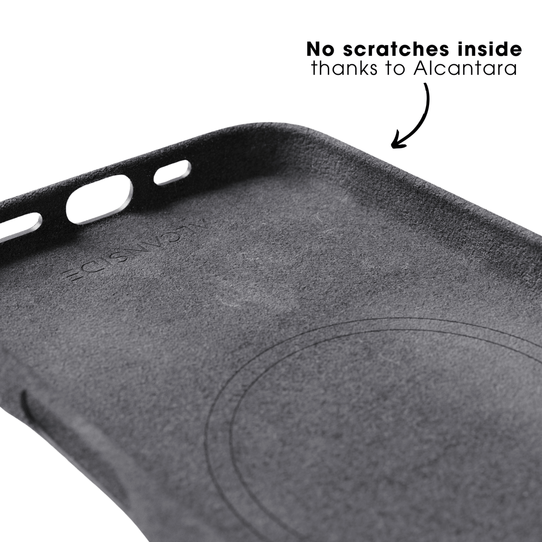 iPhone 16 Plus – Alcantara-Hülle – Space Grau