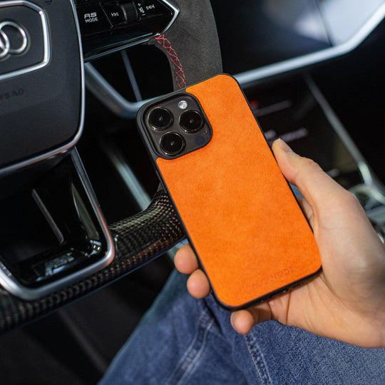 iPhone 14 Pro - Alcantara Back Cover - Orange - Alcanside