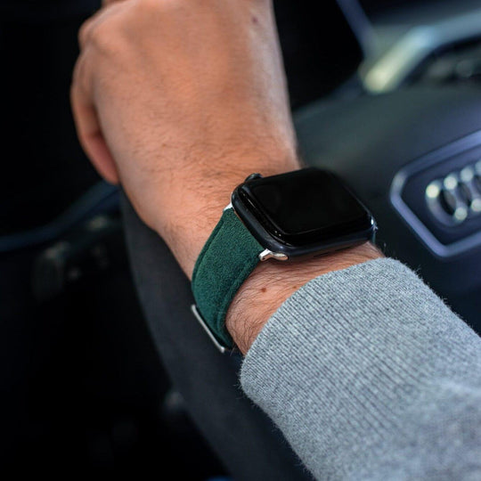 Alcantara Apple Watch Band With Buckle - Midnight Green - 42/44/45mm & Ultra (49mm) - Alcanside