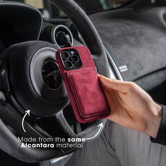 iPhone Alcantara Case + MagSafe Wallet - Red - Alcanside