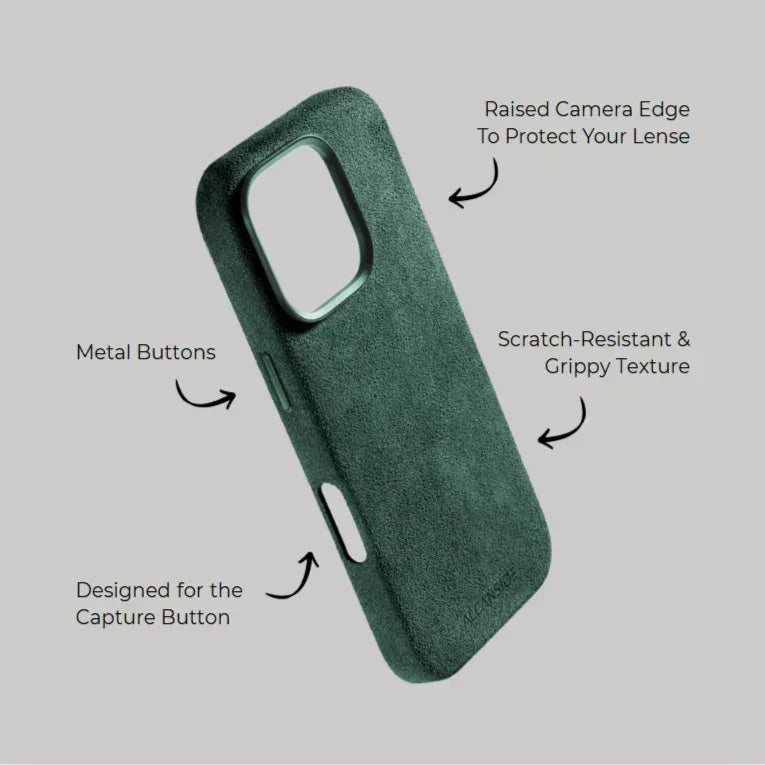 iPhone 16 Pro – Alcantara-Hülle – Alpingrün